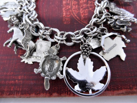 Vintage Sterling Silver Charm Bracelet Travelers … - image 8