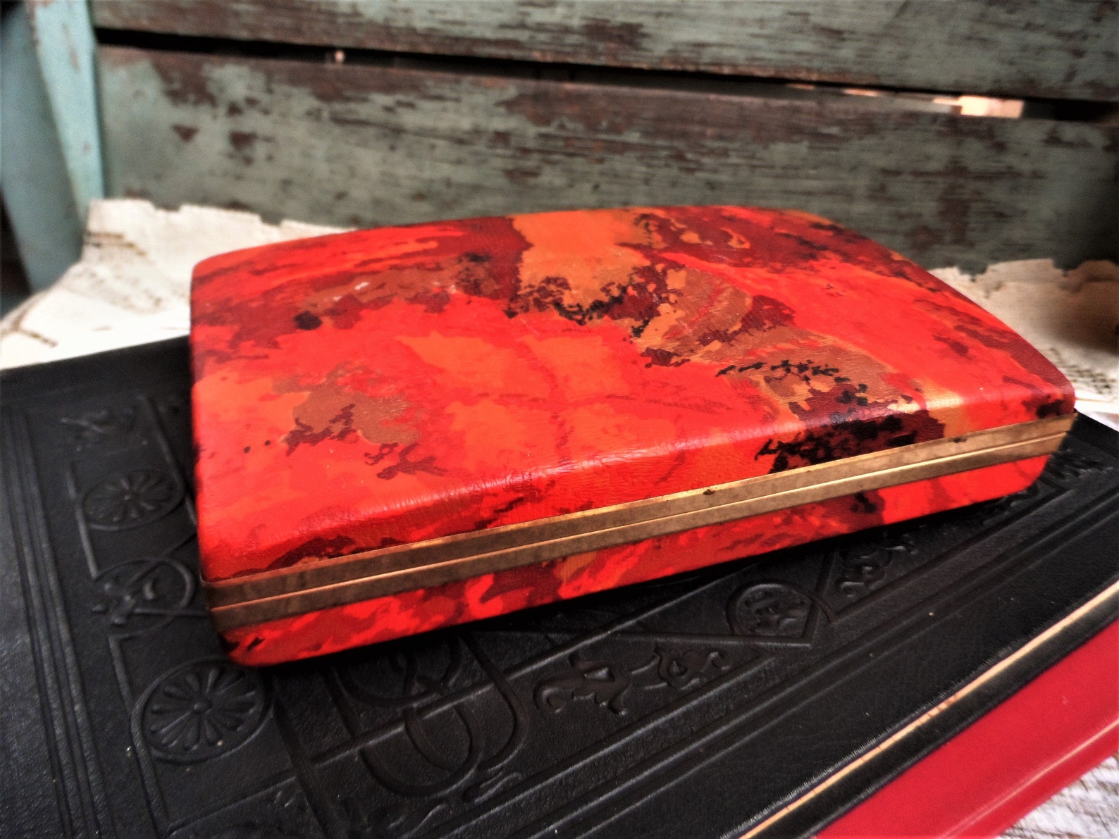 Vintage Clamshell Jewelry Box Hard Shell Case Container Etsy