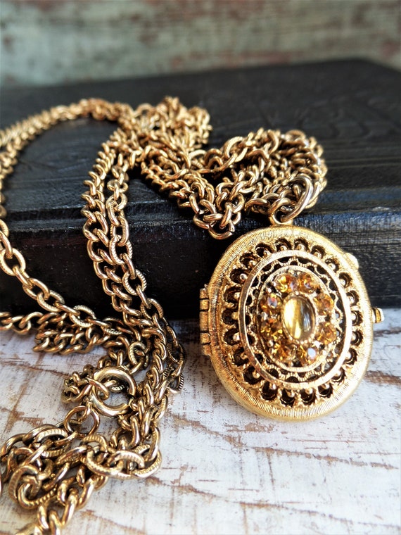 Art Nouveau 18K Gold Eagle Diamond Locket Pendant