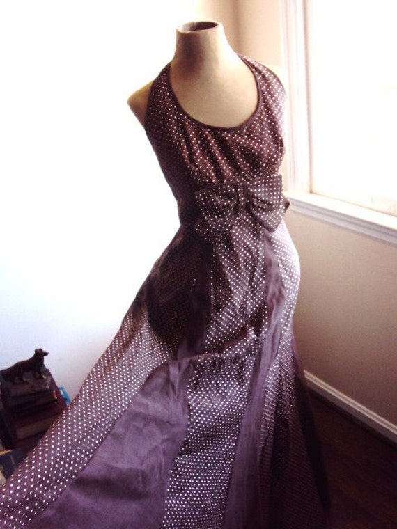 Vintage 50s Long Evening Halter Dress with Shawl … - image 1