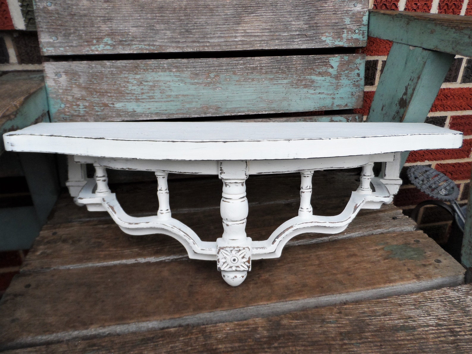 Vintage French Country Shelf Shabby Chic Bed Crown Wall Shelf Etsy