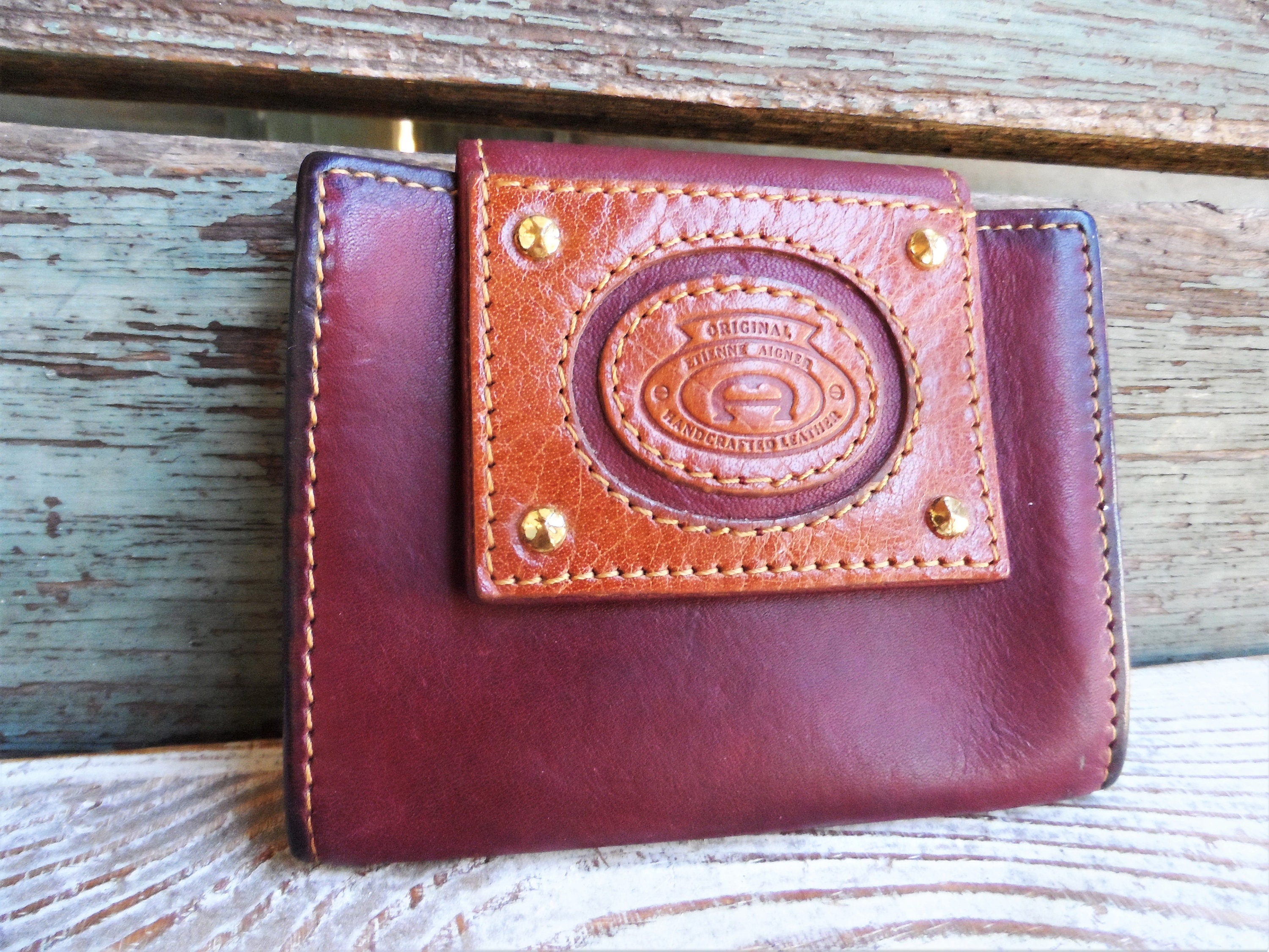 Vintage Etienne Aigner Wallet Card and Photo Holder Oxblood