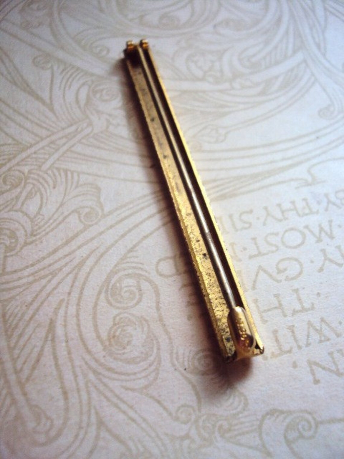 Antique Gold Filled Bar Pin Brooch Gilded Gilt and Engraving Etsy