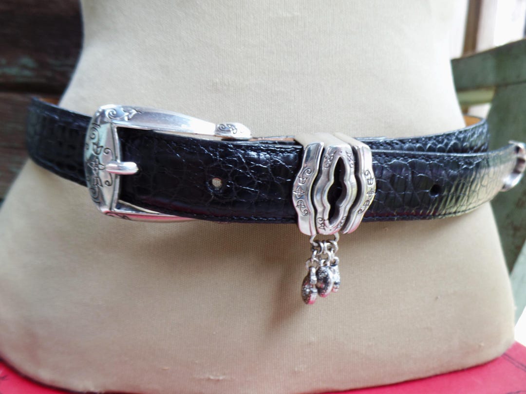 Vintage Brighton Black/Silver Rhinestones Reptile Embossed Belt Size 30 Brighton | Accessories | Vintage Brighton Blacksilver  main image 4