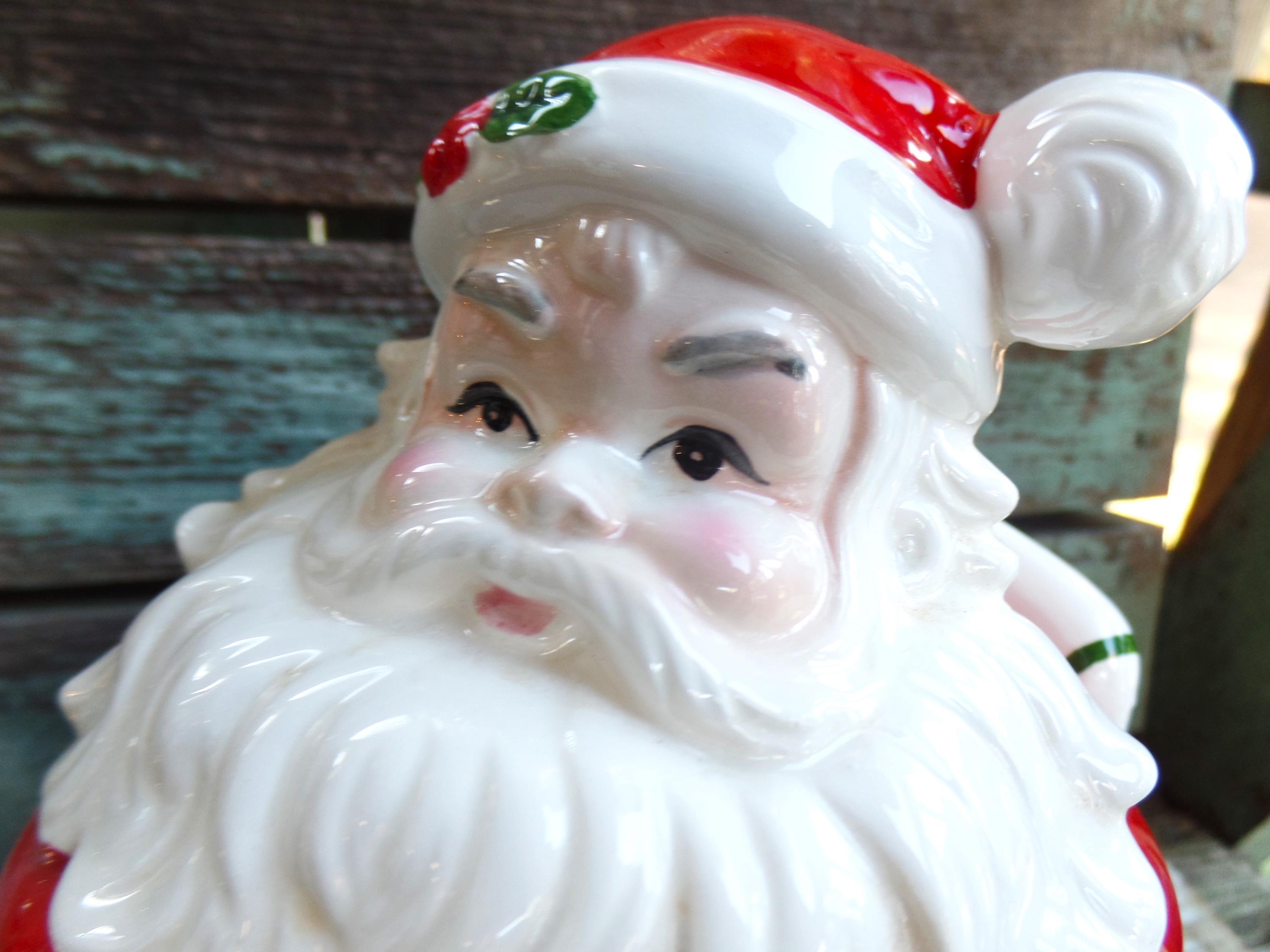 Vintage Christmas Lefton Santa Claus Cookie Jar, Mid Century Santa