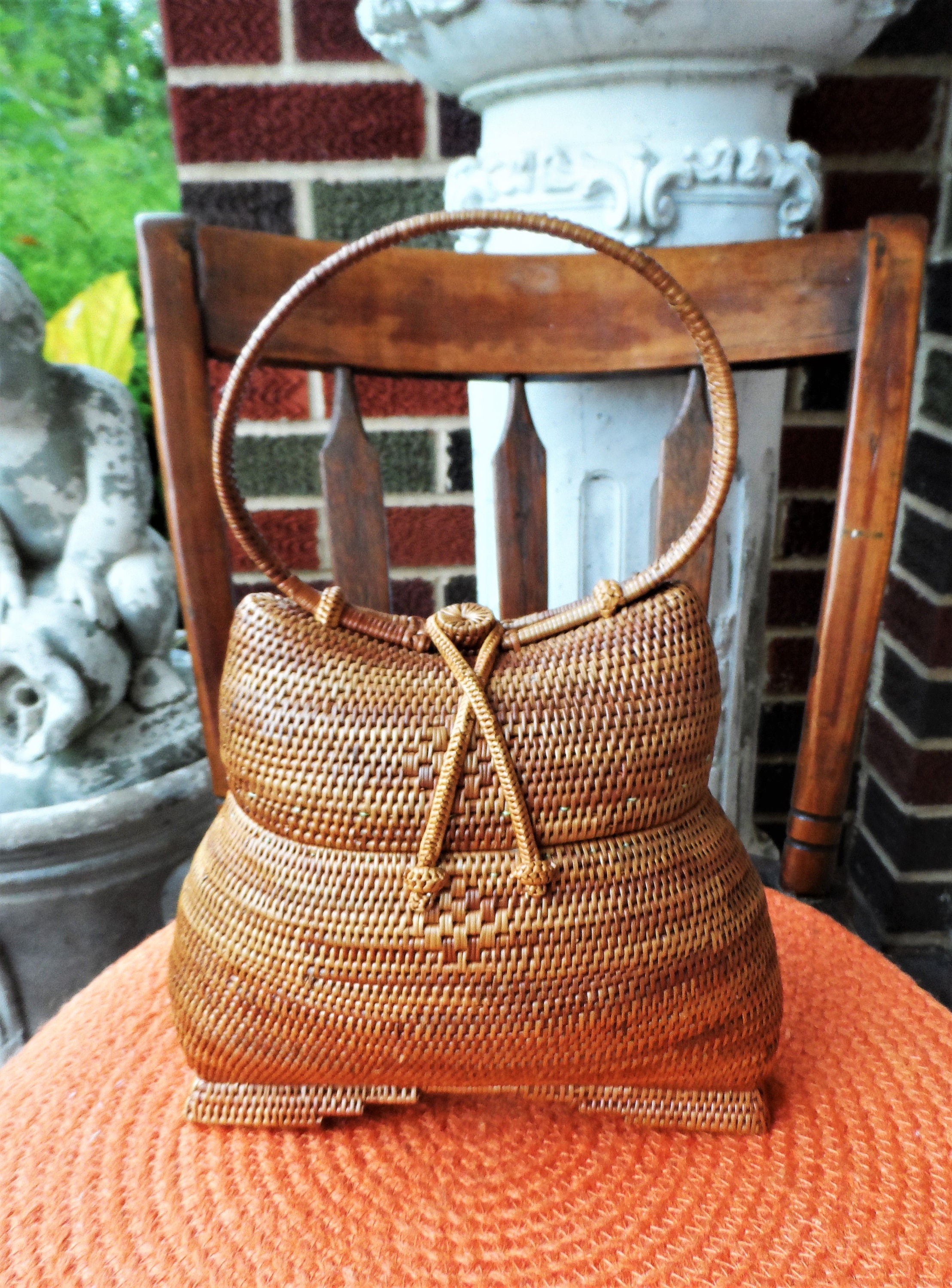 Vintage Mid Century Wood Basket Purse Handbag Tote Peggy Etsy
