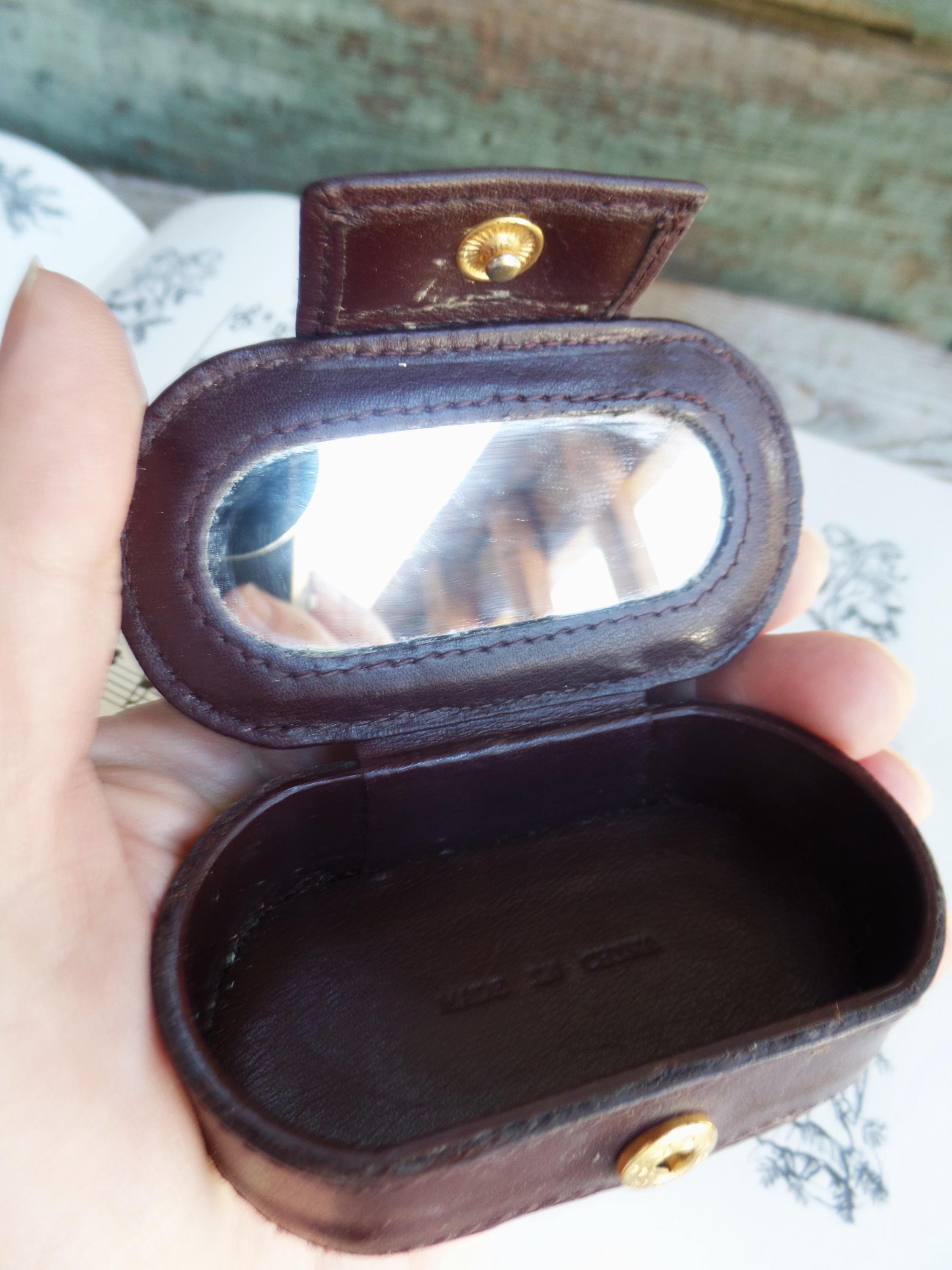 Vintage Aigner Leather Lipstick Case With Mirror, Oxblood