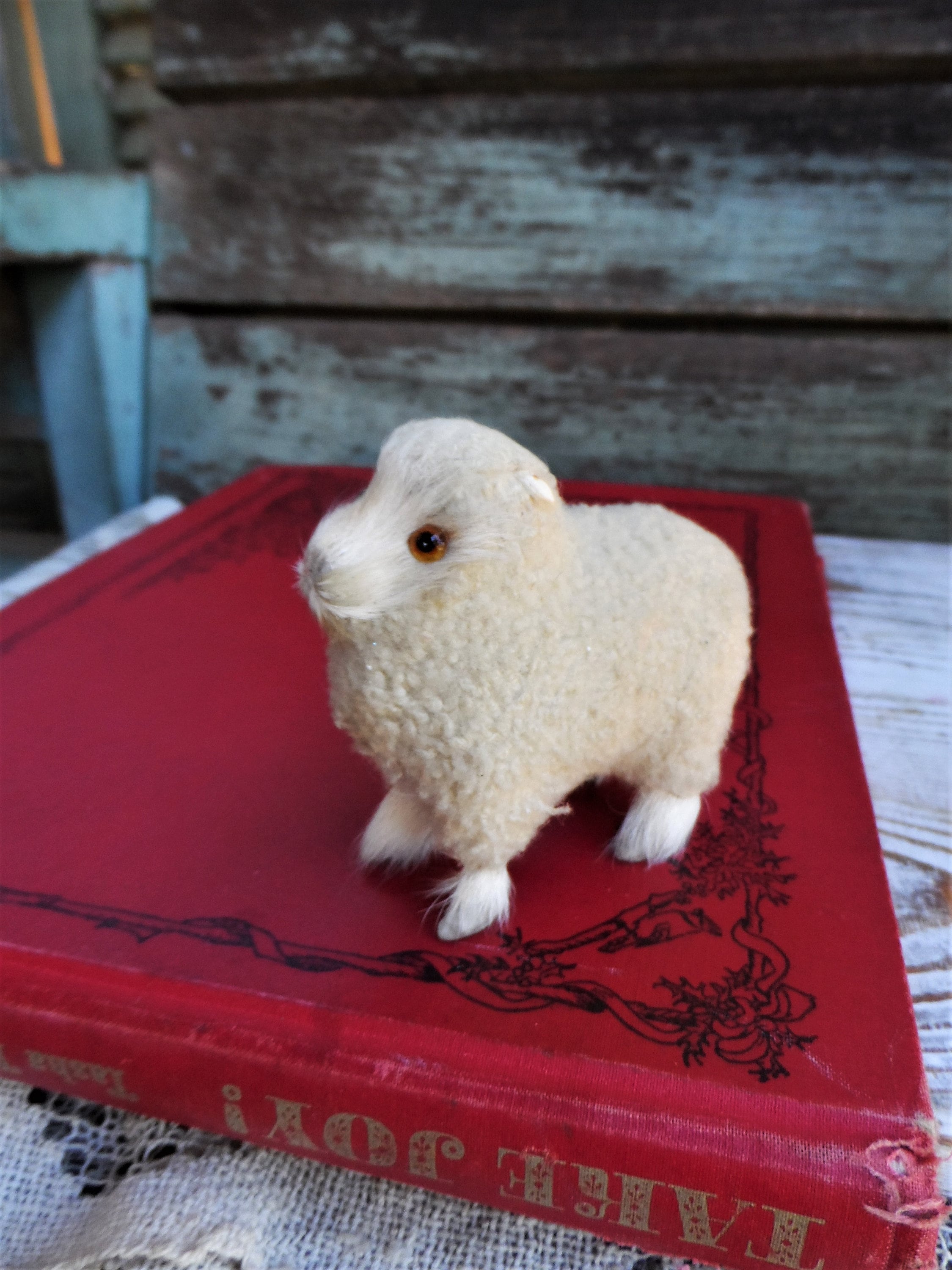 Vintage Mohair Sheep German Clay Composite Mid Century Antique 