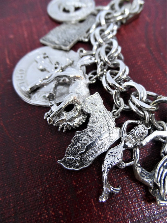 Vintage Sterling Silver Charm Bracelet Travelers … - image 5