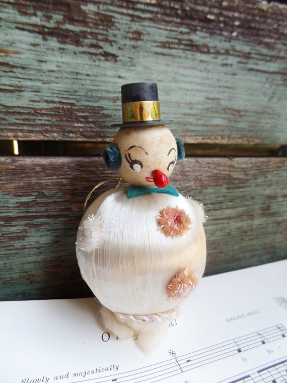 Vintage Snowman Christmas Ornament Mid Century Snowmen Ornament