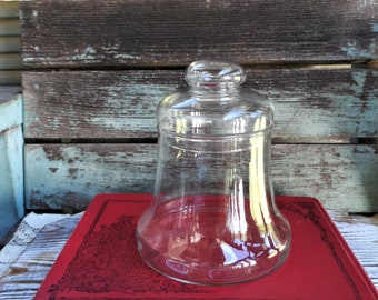 Vintage Glass Jar Bell Jar Cloche Clear Apothecary Canister Knob Lid Mid Century Glass Terrarium Clear Glass Mid Century Candy Dish Vanity