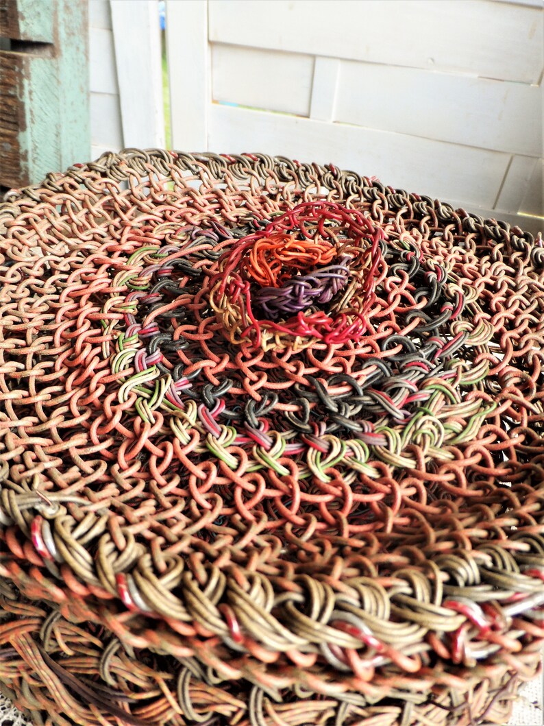 Vintage Wire Metal Basket Purse Handbag Sewing Basket Rosette Etsy