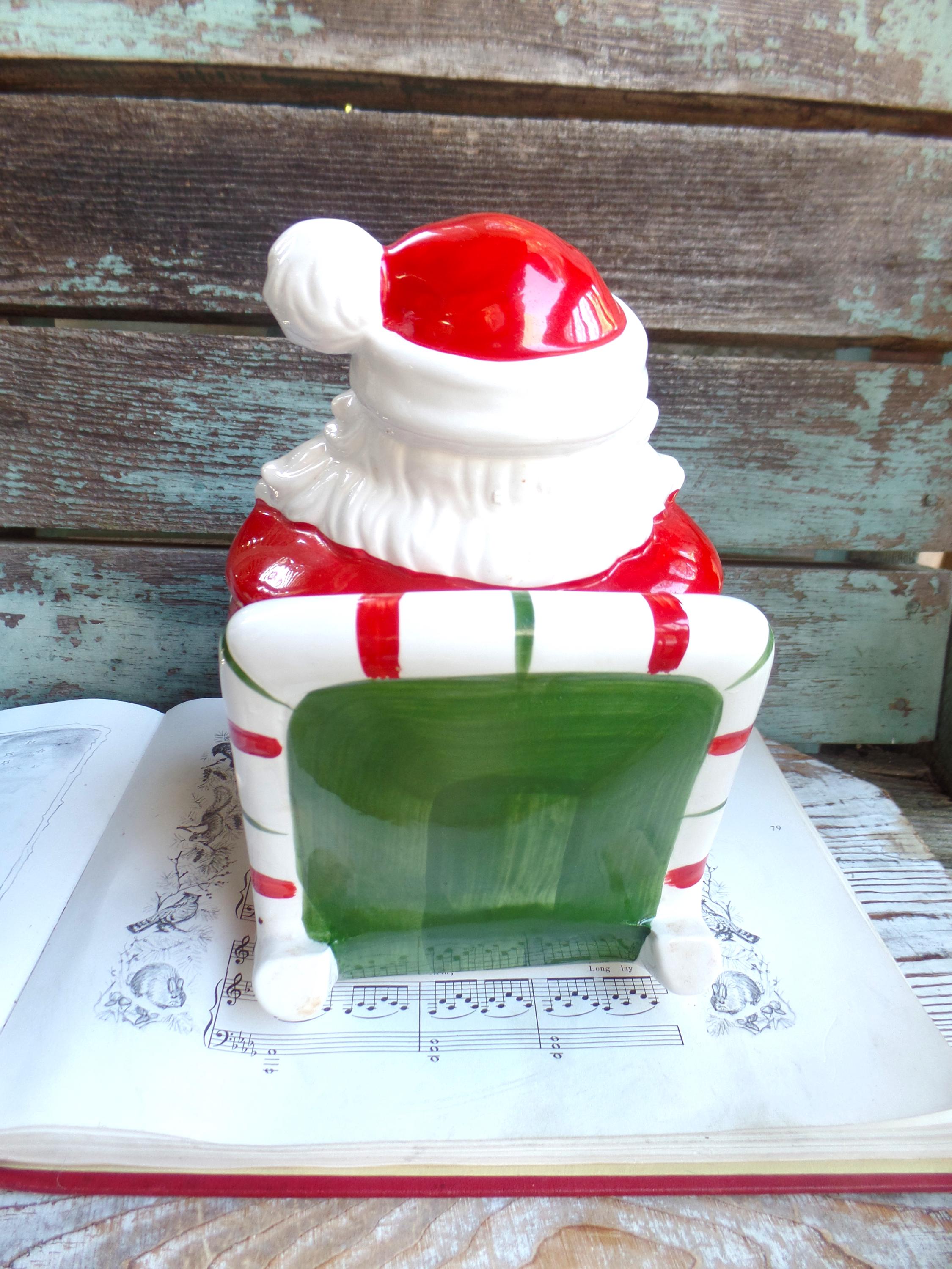 レア！　ヴィンテージ レフトン サンタ&トナカイ クリスマス 蓋付きキャンディ皿 Vintage Christmas Lefton Santa Claus Cookie Jar, Mid Century Santa