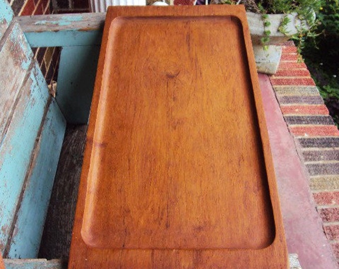 Vintage Mid Century Teak Wood Tray Serving Tray Decorative Etsy