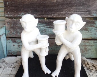 Italian Ceramic Monkey Figure MCM Ceramic Signed Monkey Made in