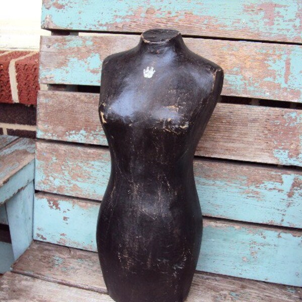 Jahrgang Französisch Shabby Chic Schaufensterfigur Body Form Büste Distressed schäbigen schwarzen Krone