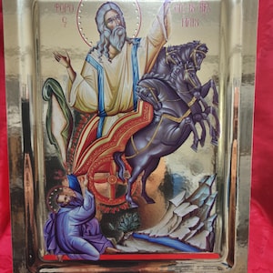 Prophet Elijah Icon/Handmade Greek Orthodox Icon/Handcrafted Icon/