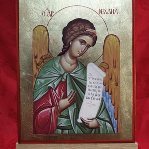 Icono del Arcángel Miguel/Icono hecho a mano/Icono ortodoxo griego/Icono hecho a mano/