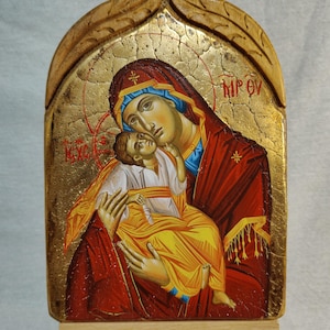 Virgin Mary Glikofilousa/Handpainted Icon/Greek Icon/Orthodox Icon