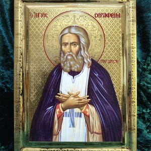 Saint Seraphim of Sarov/Handmade Icon/Greek Orthodox Icon/Handcrafted Icon/