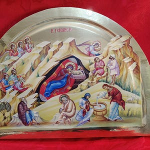 Birth of the Lord Jesus Christ/Handmade Greek Orthodox Icon/Handcrafted Icon/