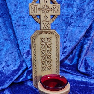 Handmade Wood Vigil Oil Lamp: Orthodox Decor/Lamp Handmade/