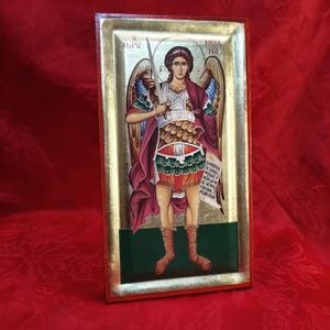 Arcángel Miguel/Icono ortodoxo griego hecho a mano/Icono artesanal/