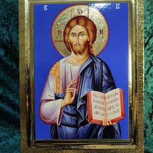 Jesus Christ Pantocrator Icon/Handmade Greek Orthodox Icon/Handcrafted Icon/