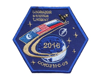 Geborduurde Sojoez MS-03 Space Program-patch voor opnaaien/strijken/klittenband