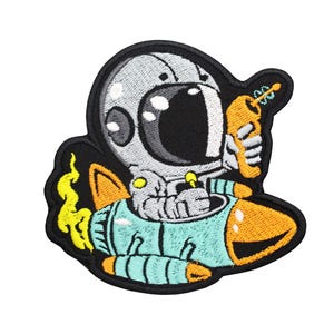 宇宙飛行士の宇宙ロケット刺繍アイロン接着/ベルクロパッチ