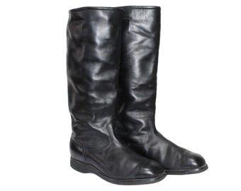 第二次世界大戦時のソビエト製ヴィンテージ黒革オフィサーブーツ