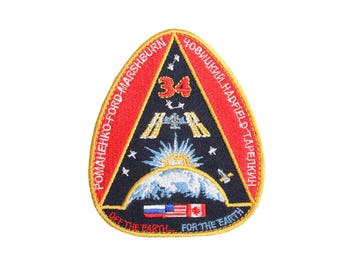 Expedição 34 Missão Bordado Costurado Uniforme Espaço ISS Nave Espacial Patch