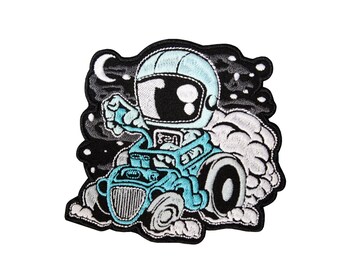 Astronauta no carro espacial bordado com ferro de passar / remendo de velcro