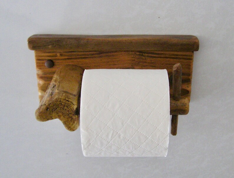 Rustic driftwood toilet roll holder. Art. Nautical Marine Etsy