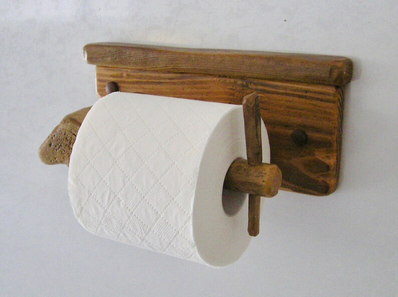Rustic driftwood toilet roll holder. Art. Nautical Marine Etsy