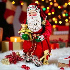 Vintage Clothtique Possible Dreams 1994 Santa Claus Figure Teddy Love Teddy Bears
