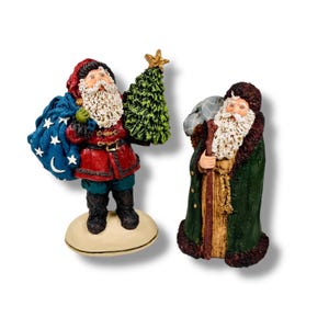 June McKenna 1991 Santa with Tree & Moon and Stars Bag Ltd Edition 2784/10K and 1989 Old World