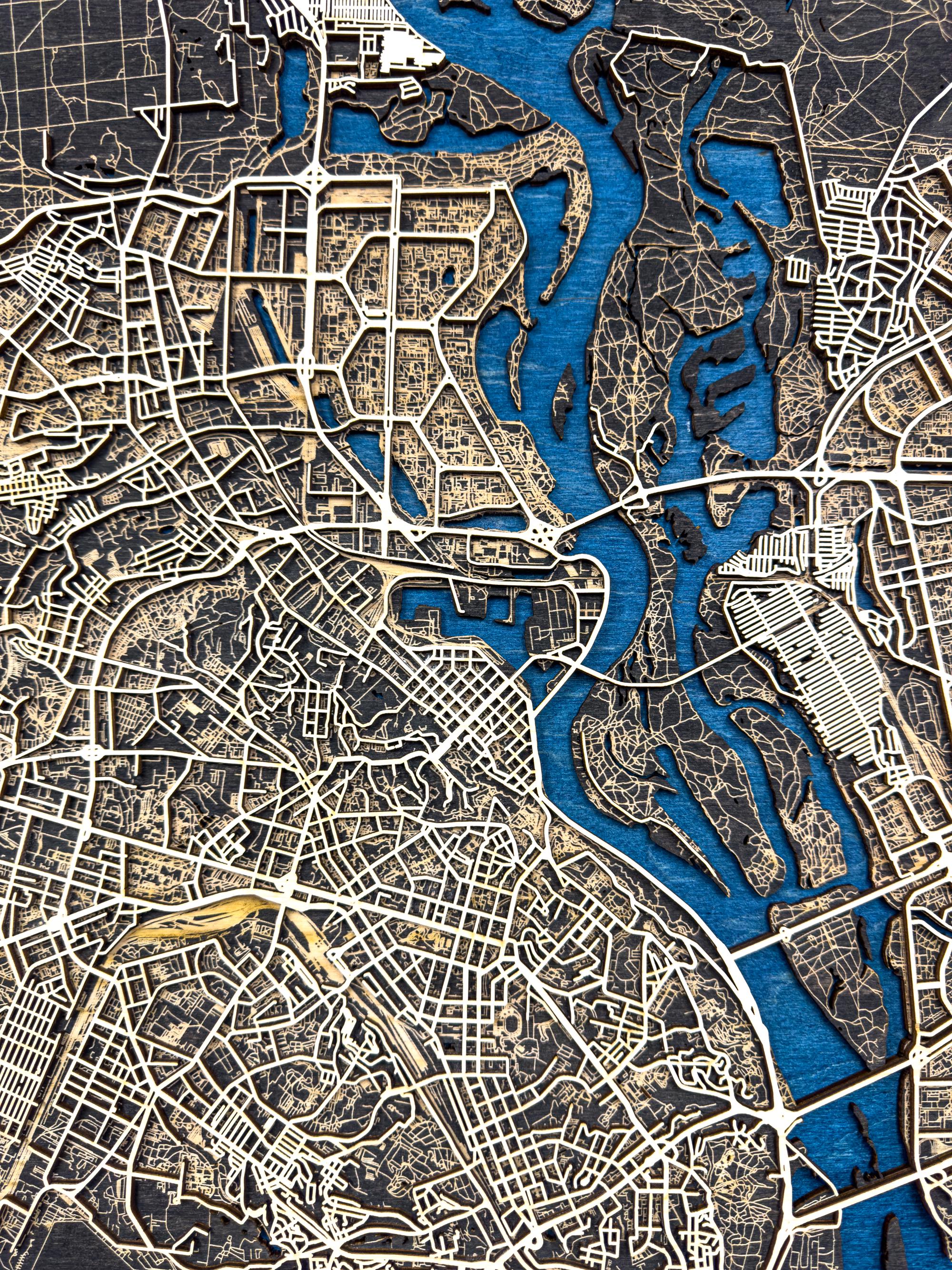 Sharpmap Dxf Any City Laser Cut Digital File DXF, AI, SVG, Lbrn2 - Custom Wood Map ...