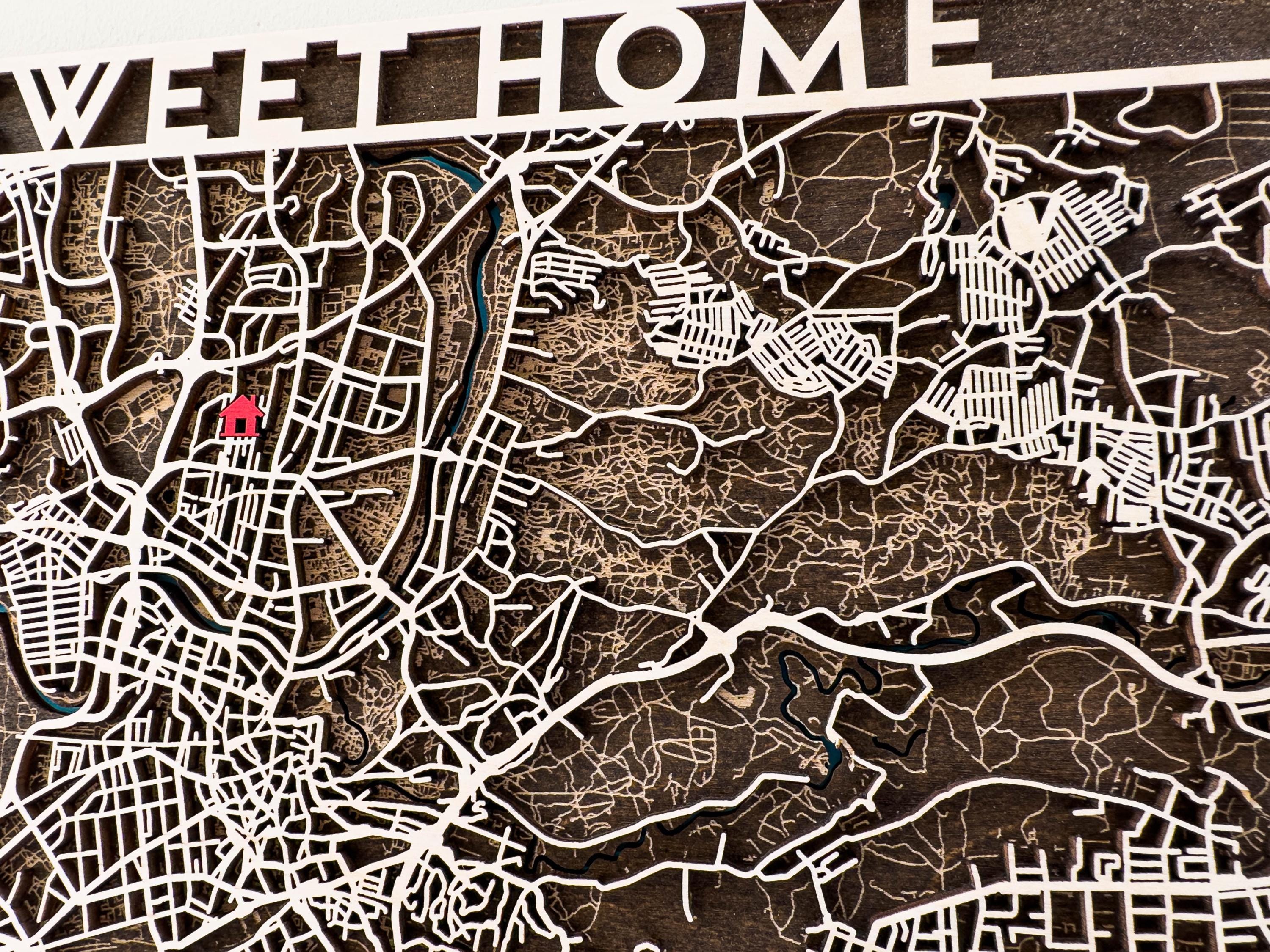 Any City Laser Cut Digital File DXF, AI, SVG, Lbrn2 - Custom Wood Map ...