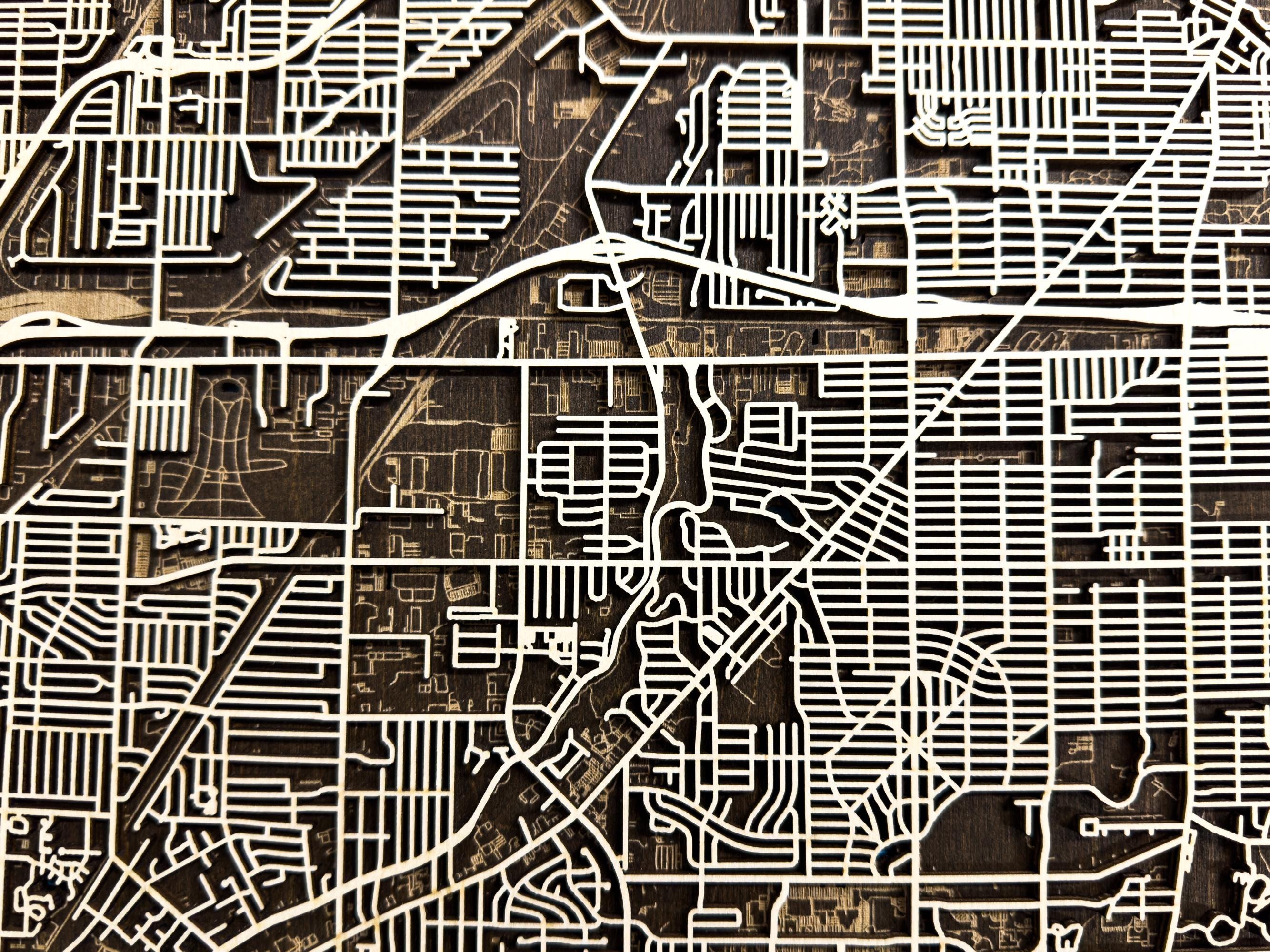 Sharpmap Dxf Any City Laser Cut Digital File DXF, AI, SVG, Lbrn2 - Custom Wood Map ...