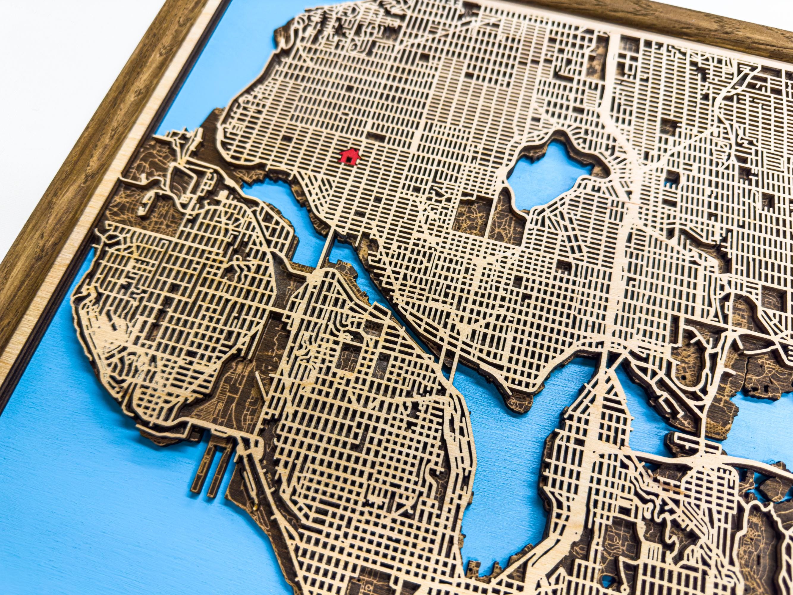 Any City Laser Cut Digital File DXF, AI, SVG, Lbrn2 - Custom Wood Map ...