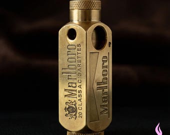 Vintage-Feuerzeug aus goldfarbenem Messing – Schweres Herren-Zigarrenfeuerzeug, Geschenk für Männer