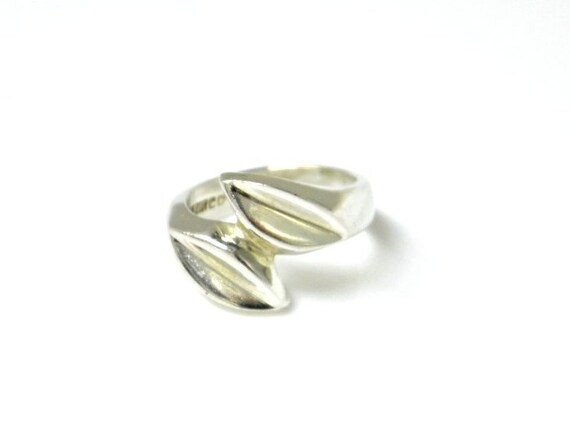 Vintage Sterling Silver abstract estate ring - mo… - image 2