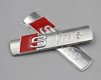 2 stemma con logo Audi S-Line adesivo Sline Metal grigio lucido 7 cm cromato