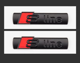 2 stemma adesivo con logo Audi S-Line Sline in metallo nero opaco 7 cm