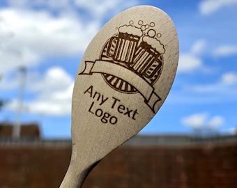Custom Engraved Wooden Spoon, Personalized Logo Text Kitchen Utensil