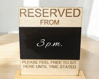 Wooden Reserved Table Sign, Acrylic Erasable Board, Restaurant Decor