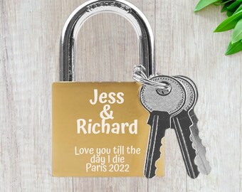 Serrure d'amour gravée, cadeau d'anniversaire personnalisé, souvenir de mariage