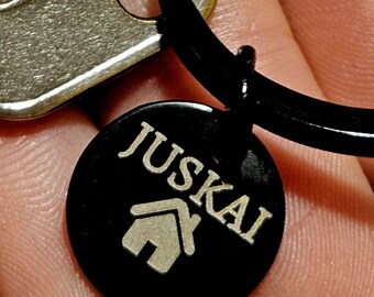 Personalized Black Stainless Steel Keychain, Engraved Housewarming Gift