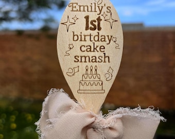 Personalised Wooden Spoon, 1st Birthday Cake Smash, Custom Name Engraved
